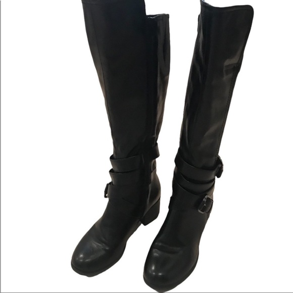 Nicole Rugby Black Knee High Buckle Detail Side Zip Boots Size 6M - Picture 8 of 10